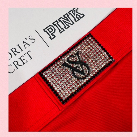 💄VICTORIA’S SECRET Cotton Boyshort Bling Logo Patch Lipstick Red Low Rise MEDIUM - Picture 3 of 12